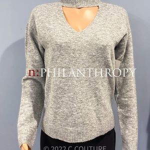 New n:PHILANTHROPY Alfie CUTOUT Heather Gray sweater S $268